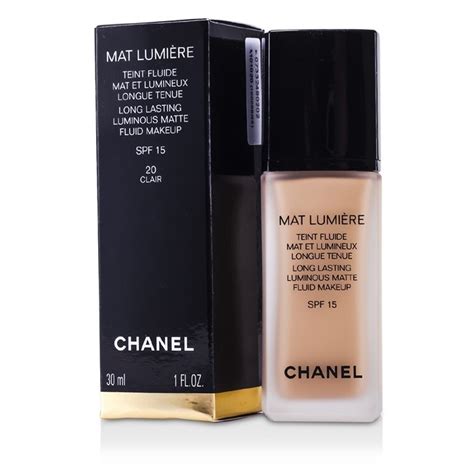 chanel mat lumiere teint fluide spf 15|MAT LUMIERE Long Lasting Luminous Matte Fluid .